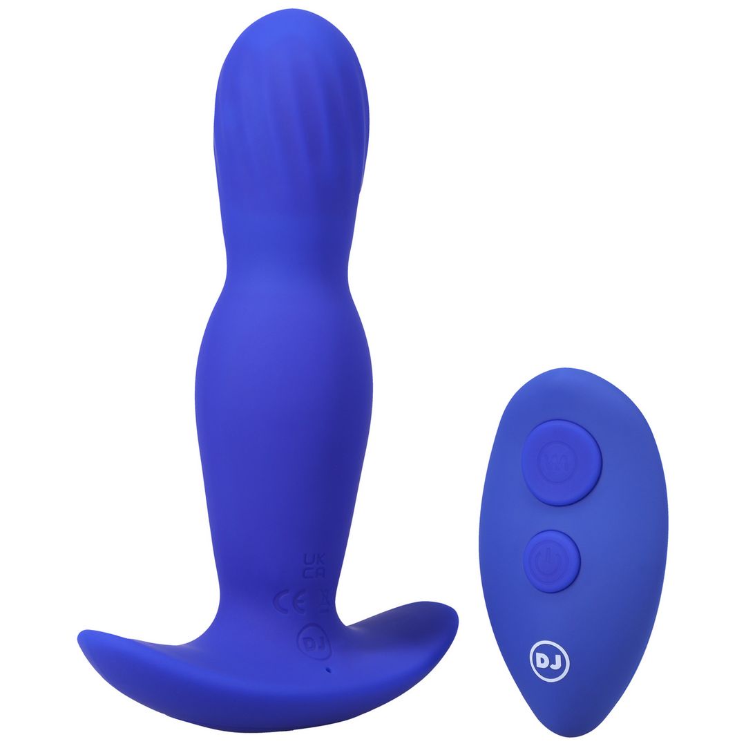 Doc Johnson A-Play Expander - Silikone buttplug med vibration og udvidelse og fjernbetjening - Blå