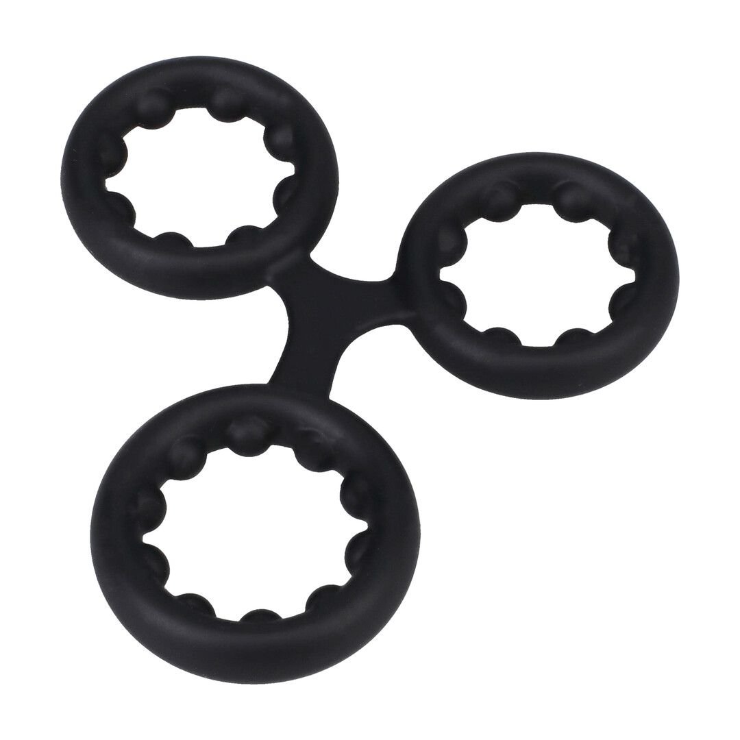 Doc Johnson Cockring Triplo Stamina in Silicone con Sfere di Metallo - Nero