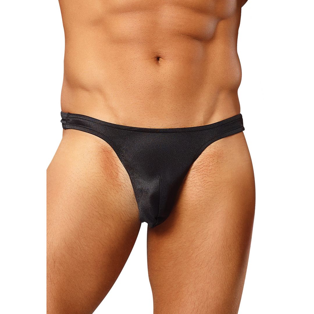 Male Power Perizoma Satin Spandex Bong - Nero