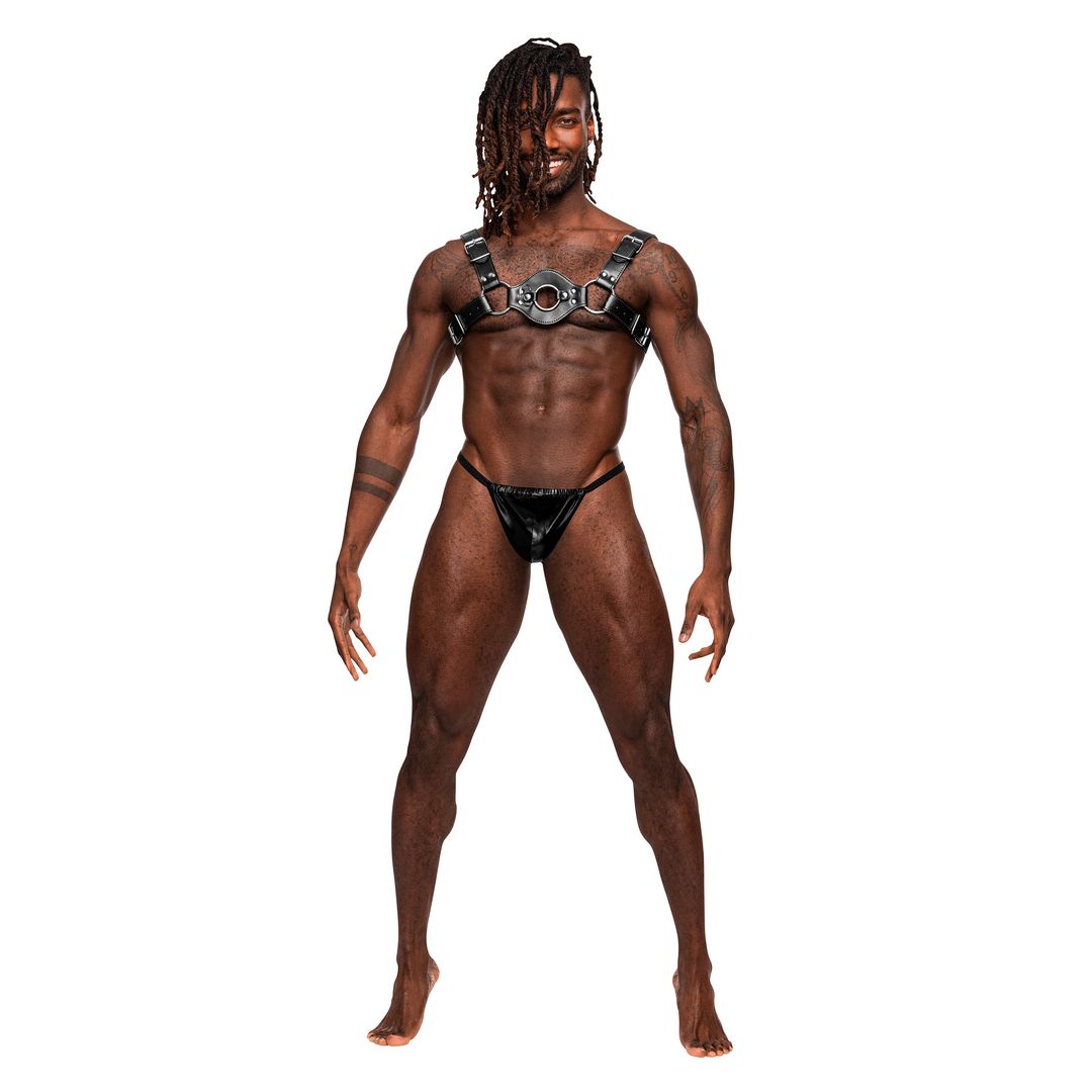 Male Power Libra - Harness ze skóry imitacyjnej ze studami - Uniwersalny - Czarny