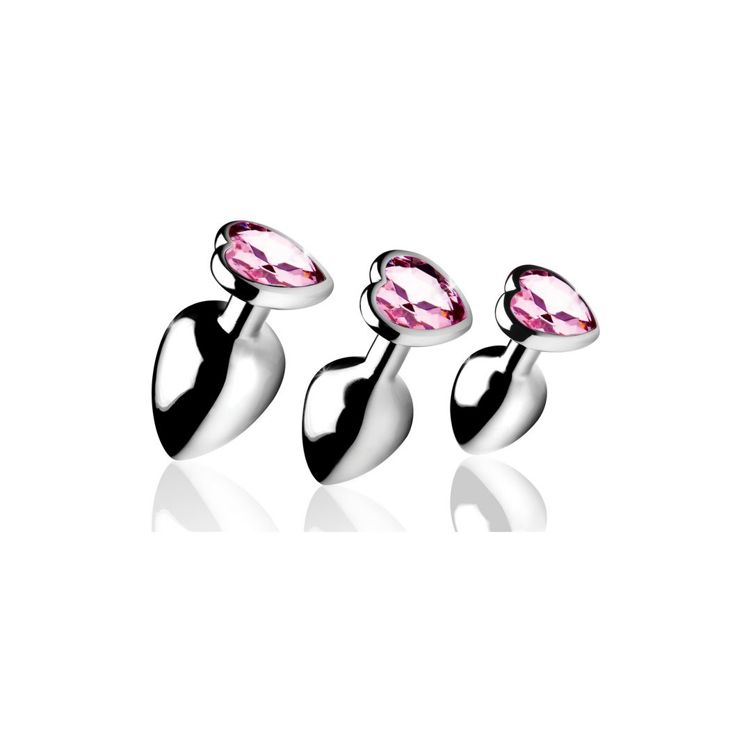 XR Brands Pink Heart - Anaalitappisetti - 3 kpl