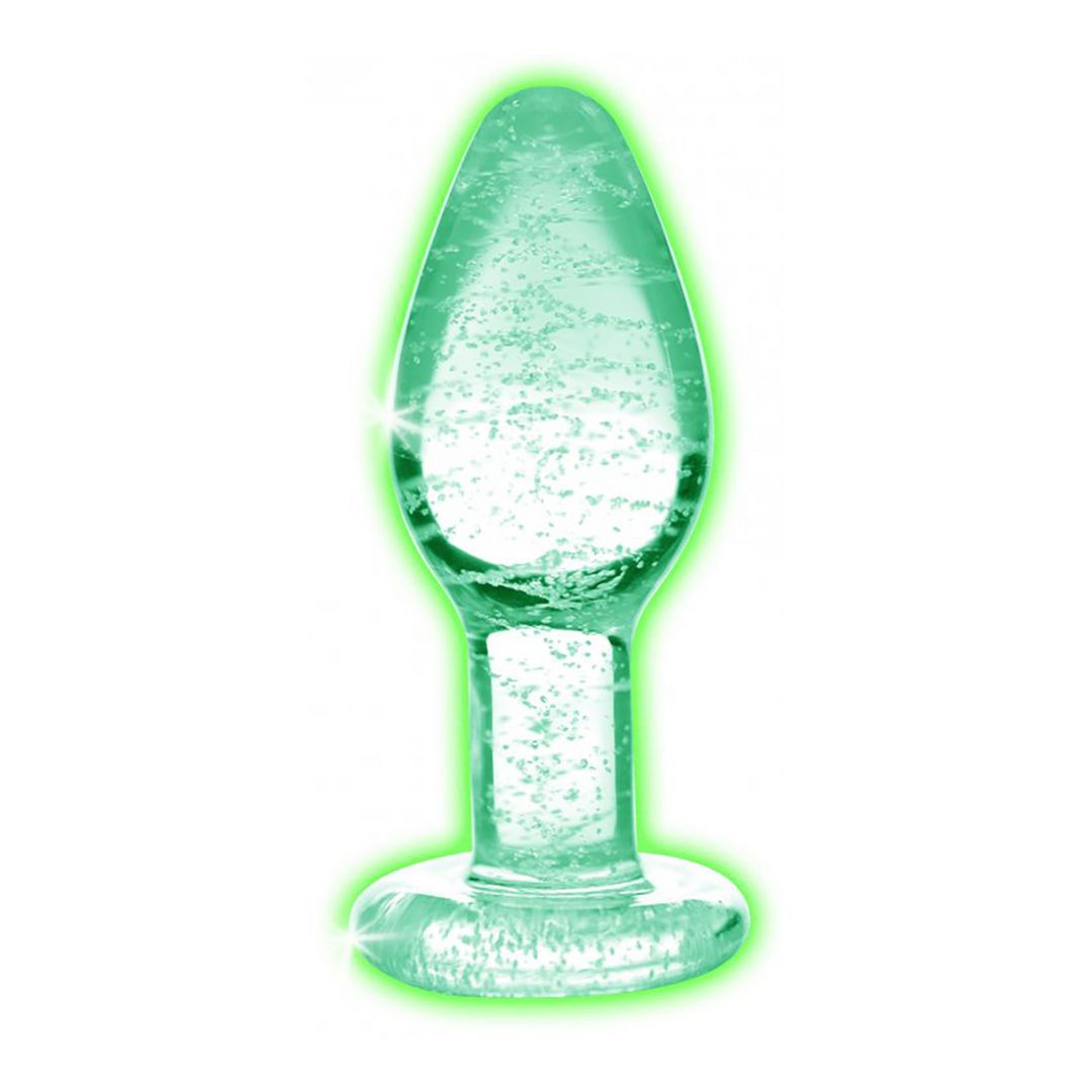 XR Brands Glow-In-The-Dark - Selvlysende Buttplug i glas - Small