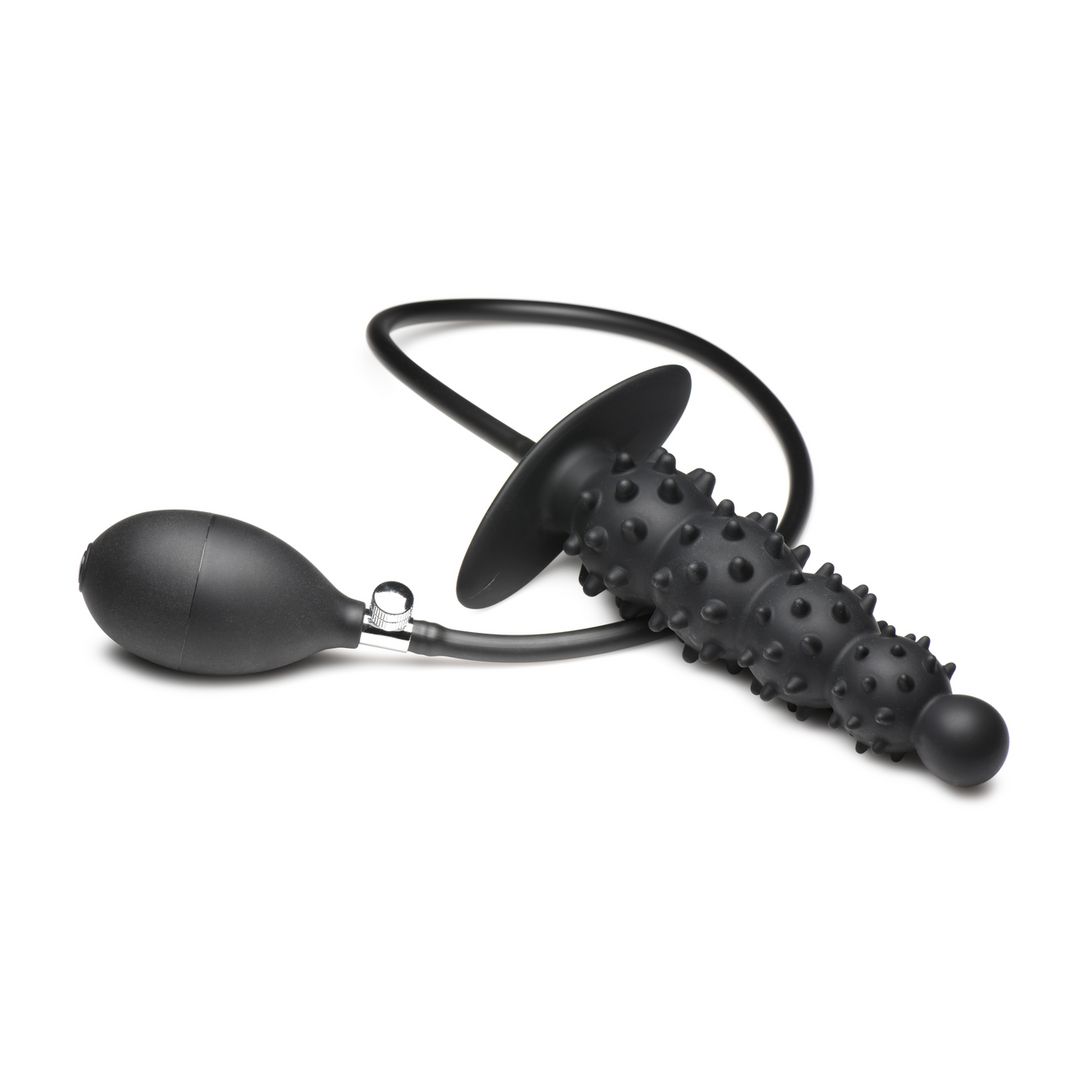XR Brands Ass Puffer - Nubbed Inflatable Silicone Anal Plug - Black