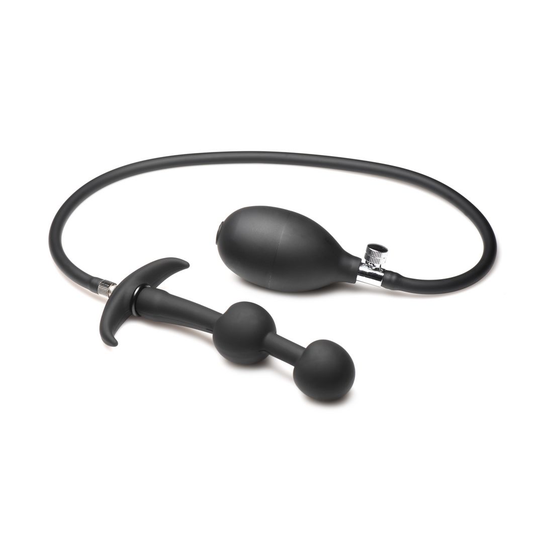 XR Brands Ass Rattler - Weighted Inflatable Silicone Anal Plug - Black