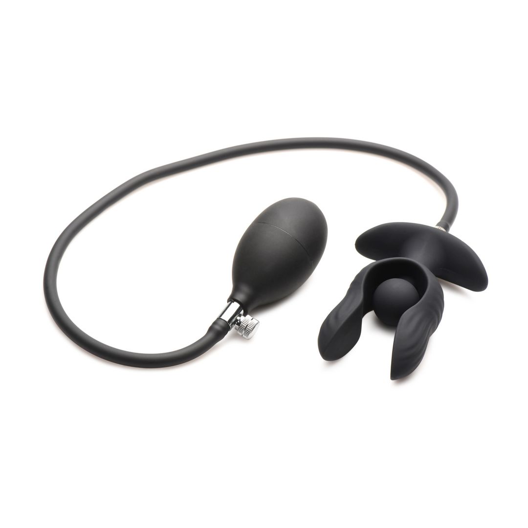 XR Brands Dark Pearl - Inflatable Vibrating Butt Plug with Remote Control - Black