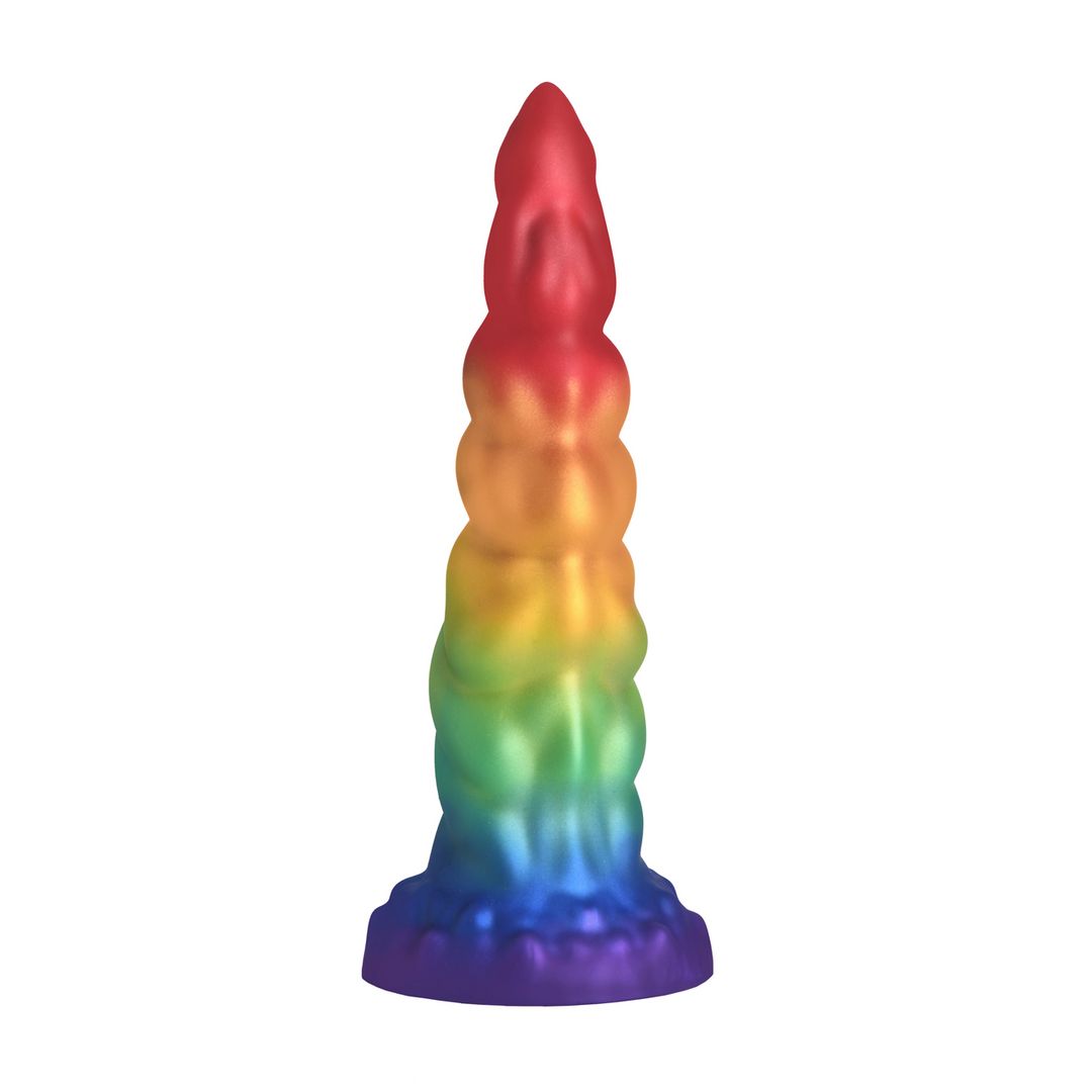 XR Brands Magic Rider - Yksisarvisdildo silikonia - Sateenkaari
