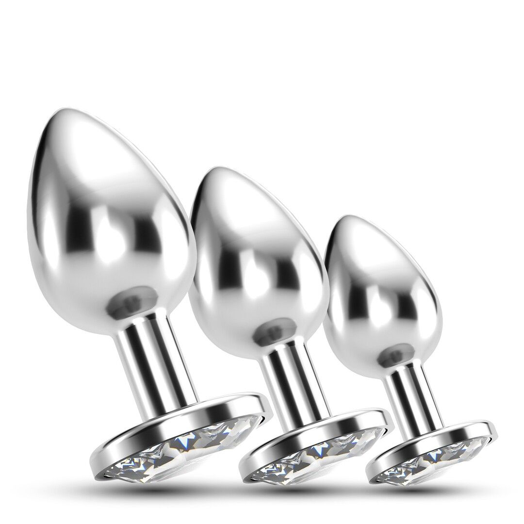 Crushious Bijou Buttplug Traningtrio - Klar, Sølv