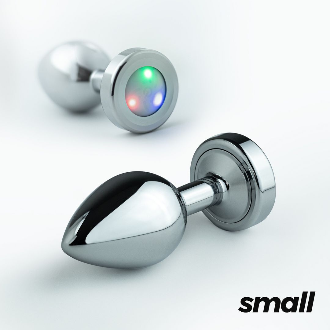 Crushious Borealis - Analplugg i metall med RGB-LED - Small - Silver