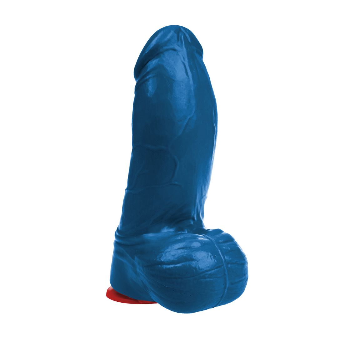 Fuck & Fist Thor L - Dildo Realistico Curvo con Testicoli - 18 cm - Blu