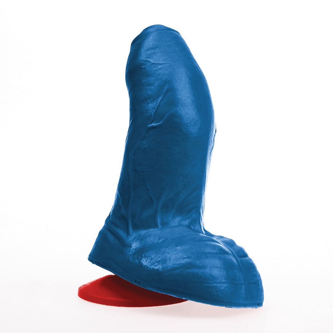 Fuck & Fist Buri S - Realistisk buet dildo med baller - 14 cm - Blå