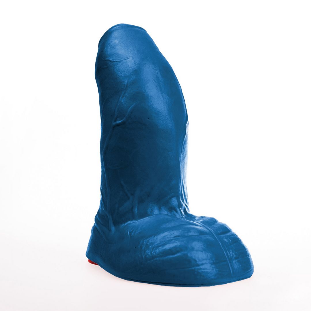 Fuck & Fist Buri L - Realistyczne zakrzywione dildo z jądrami - 22 cm - Niebieskie