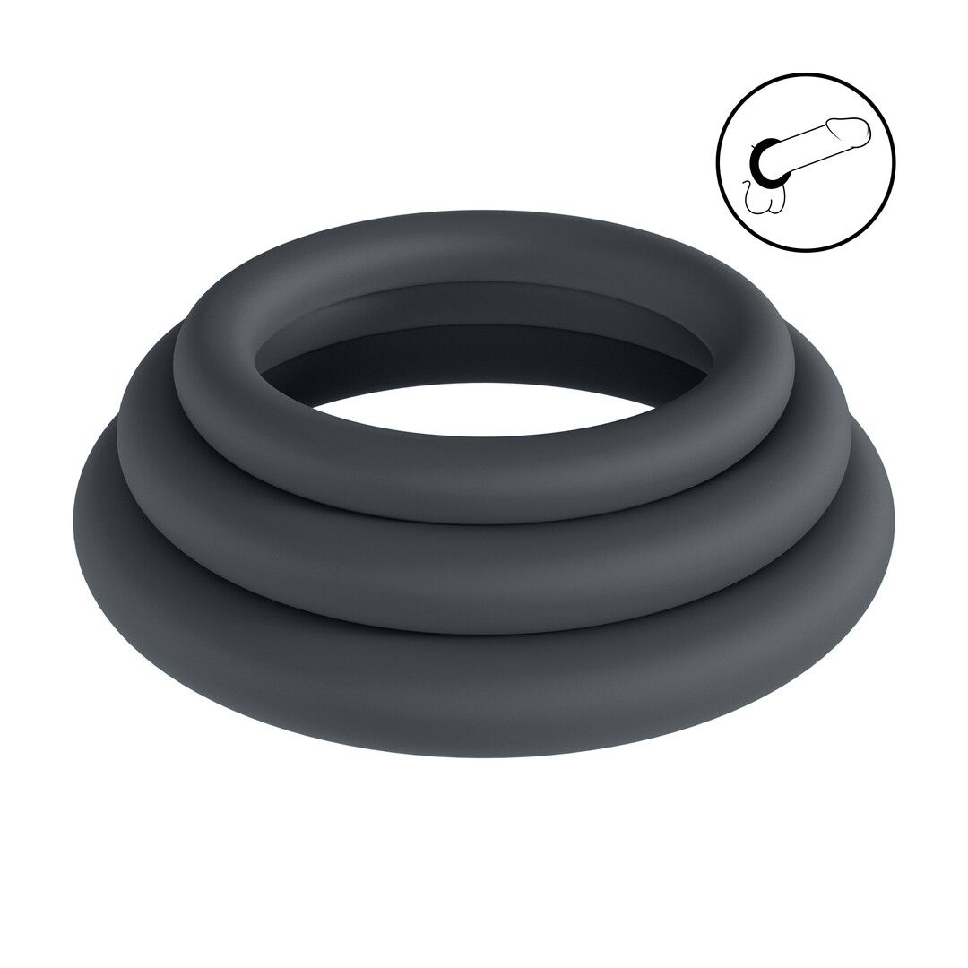 Levelz Classic silikonowe cockringi, zestaw 3 szt. - XS/S/M - Czarny