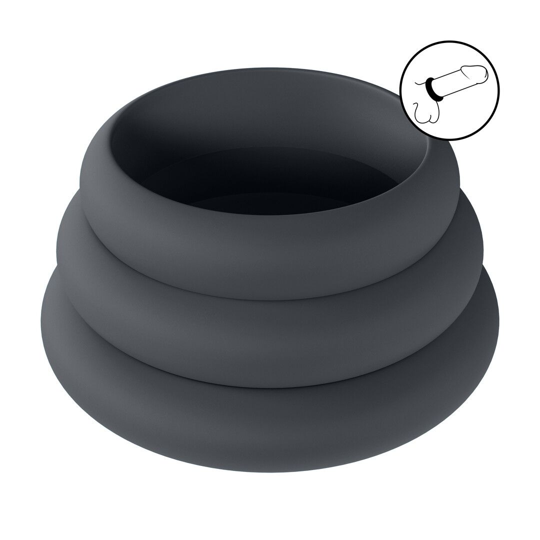 Levelz Wide O Penisringset i silikon 3-pack - S/M/L - Svart