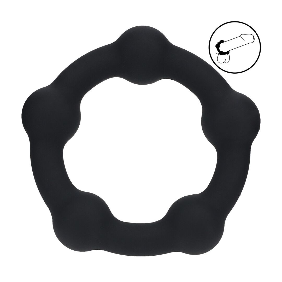 Levelz Cockring in Silicone con Perline - M - 35mm - Nero