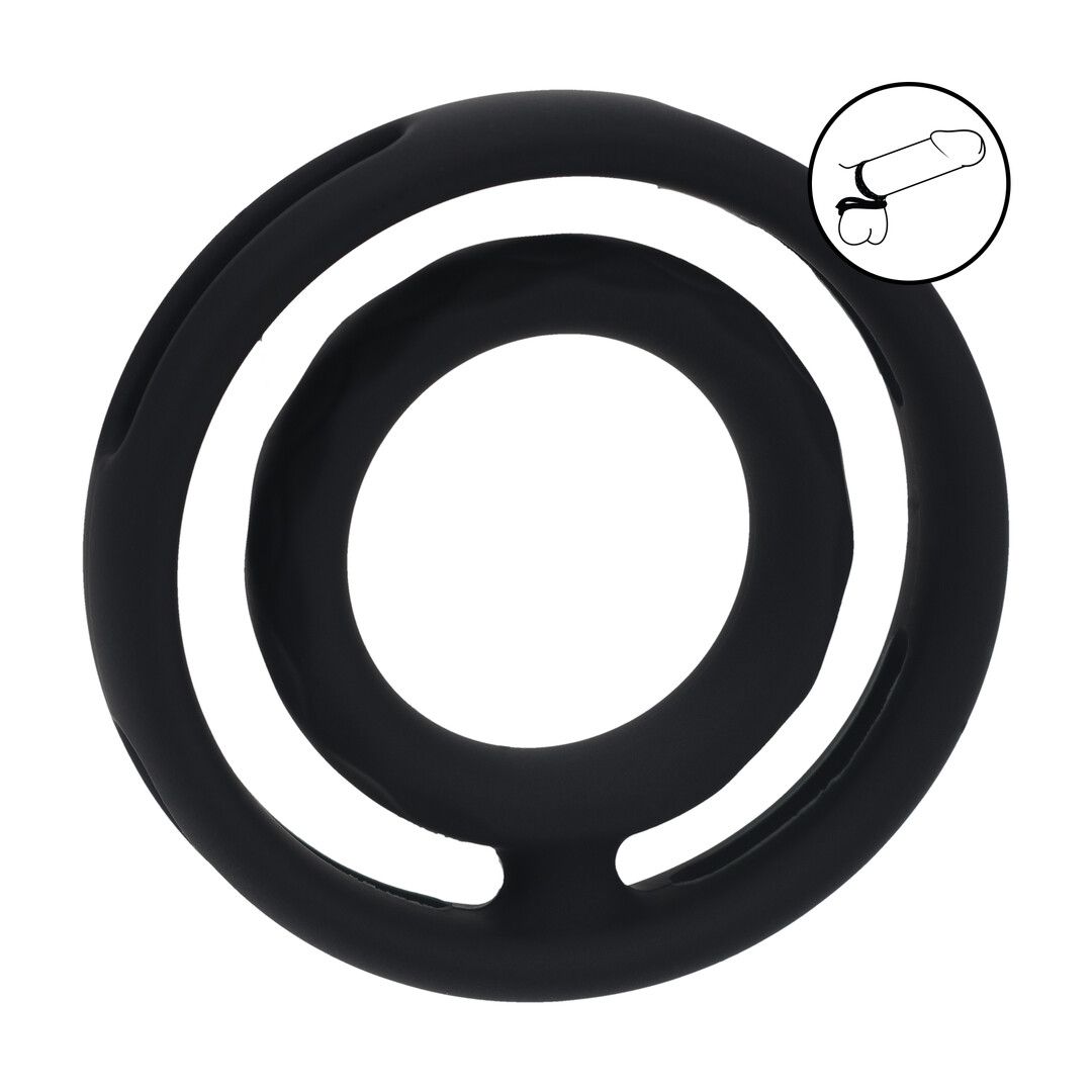 Levelz Classic Grooved Silicone Cock and Ball Ring - Black