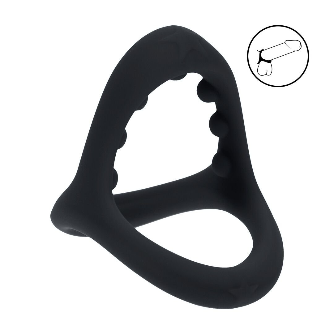 Levelz Soft Bead Grip Anel para Pénis e Testículos em Silicone - Preto