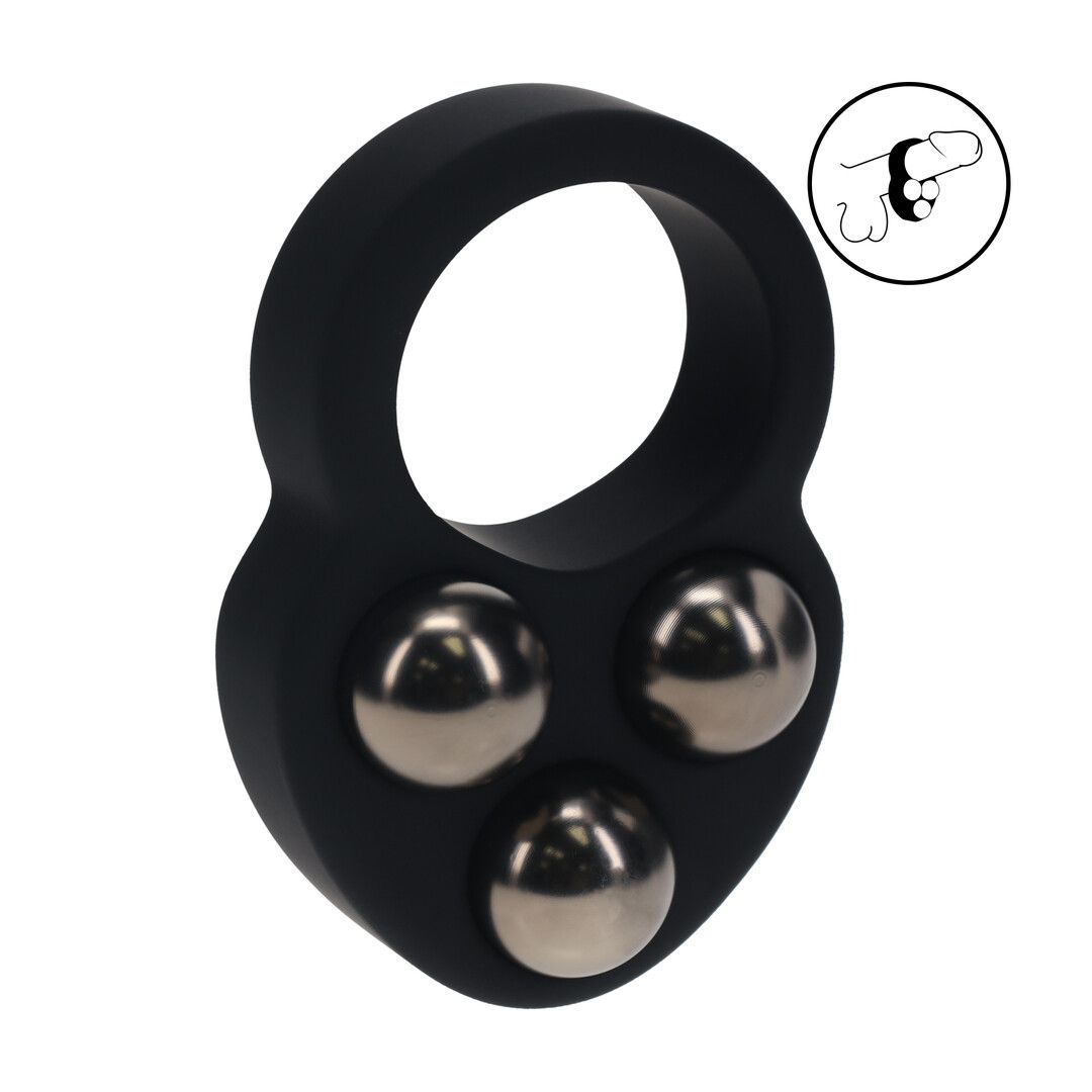 Levelz Cockring lesté triple en silicone liquide - Noir