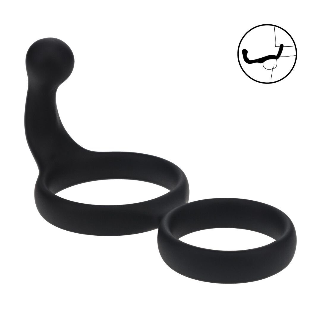 Levelz Cockring Duplo em Silicone com Estimulador Anal - Preto