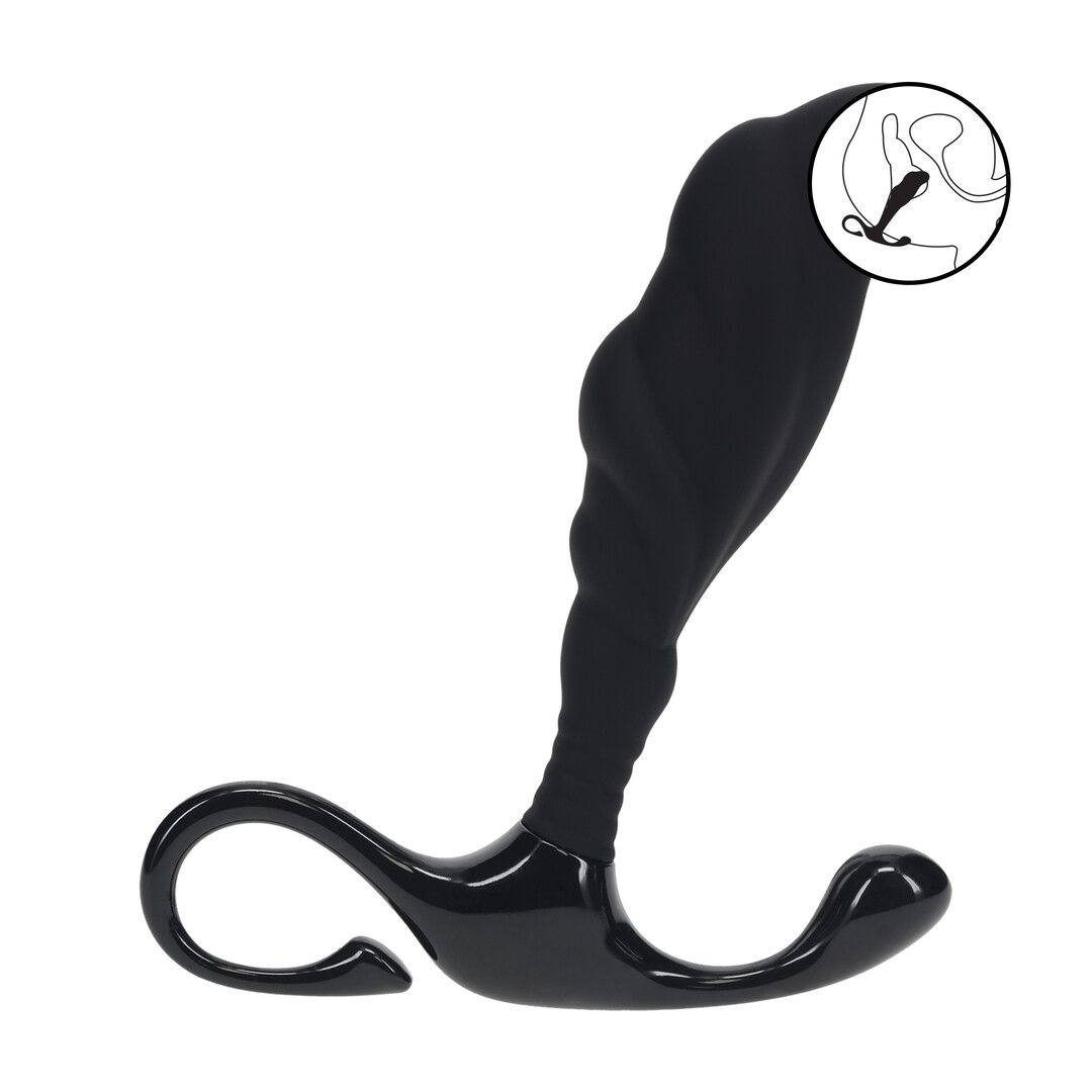 Levelz Massaggiatore Prostatico Rippled in Silicone con Anello Rigido - S - Nero