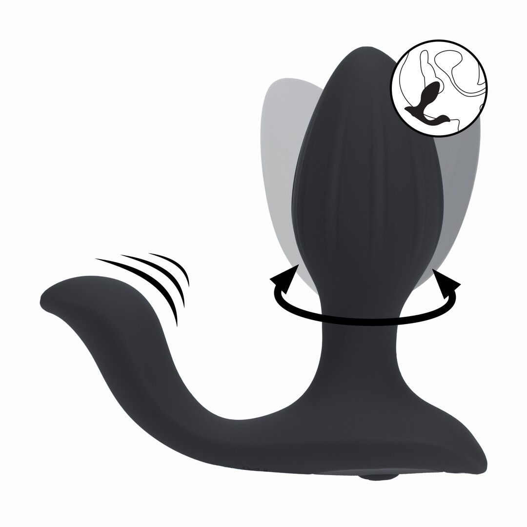 Levelz Plug Anal Vibratório e Rotativo em Silicone com Bola Estimuladora - Preto