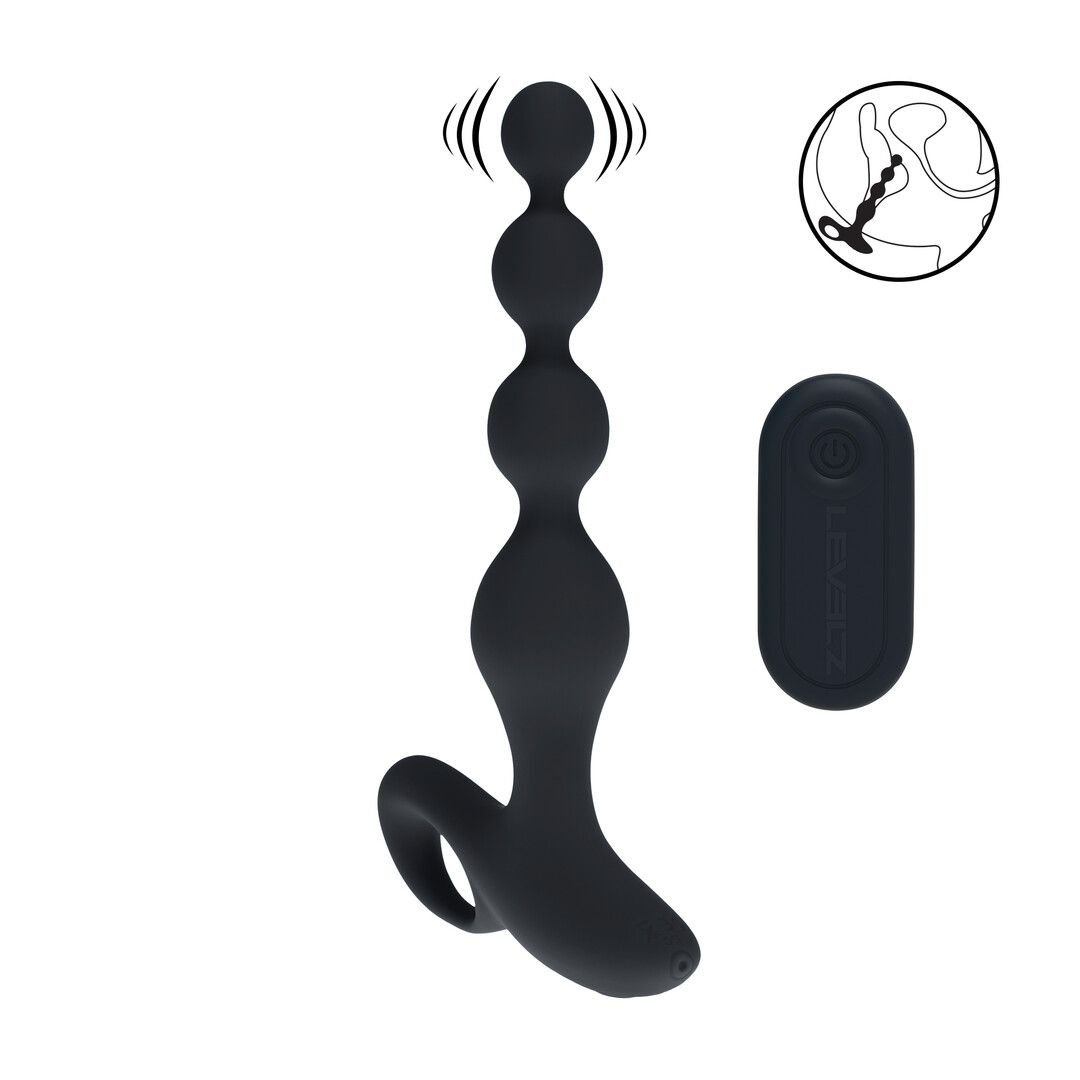 Levelz Plug Anal Vibratório em Silicone com Bolas e Comando - Preto