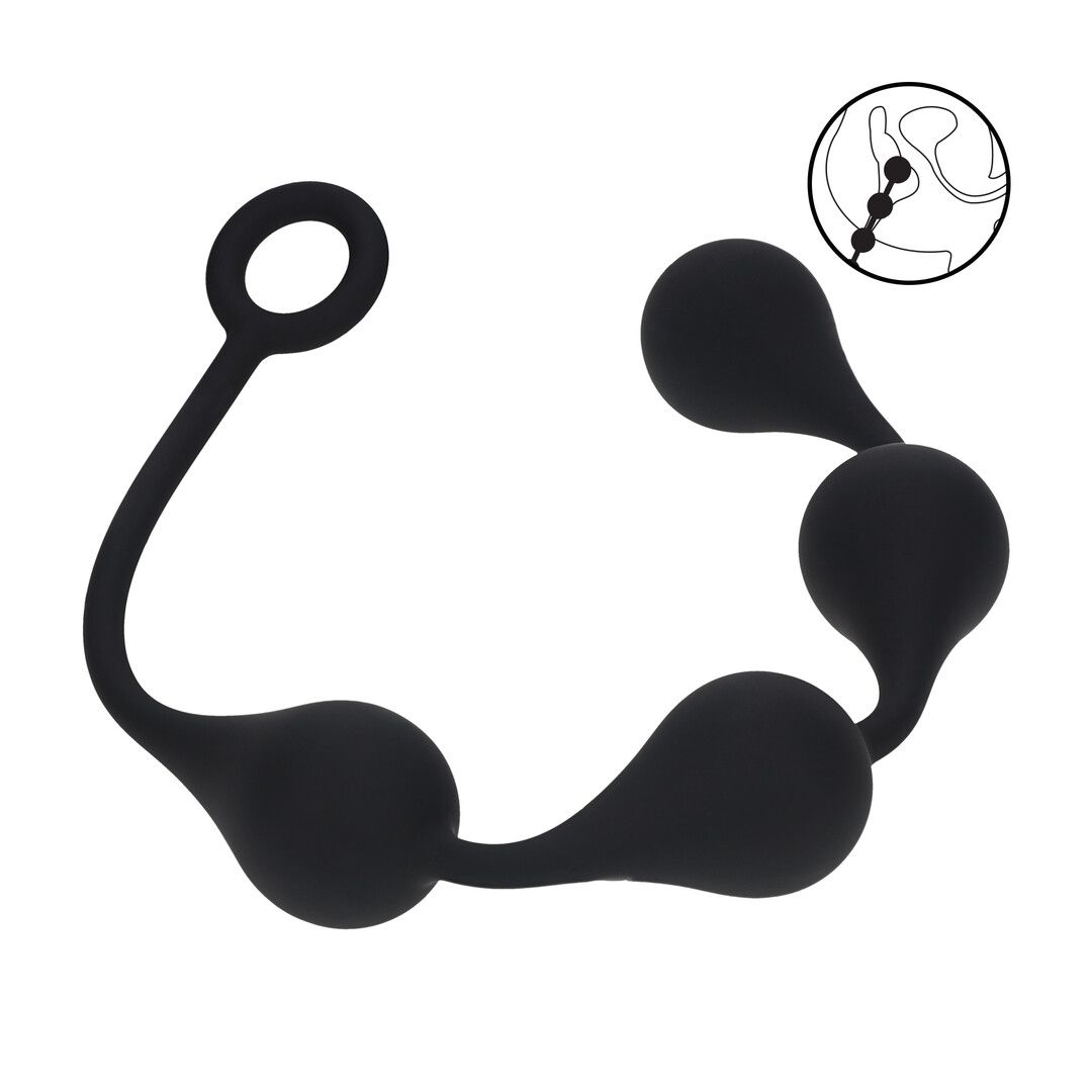 Levelz Waterdrop Analkugler i silikone - L - 40mm - Sort