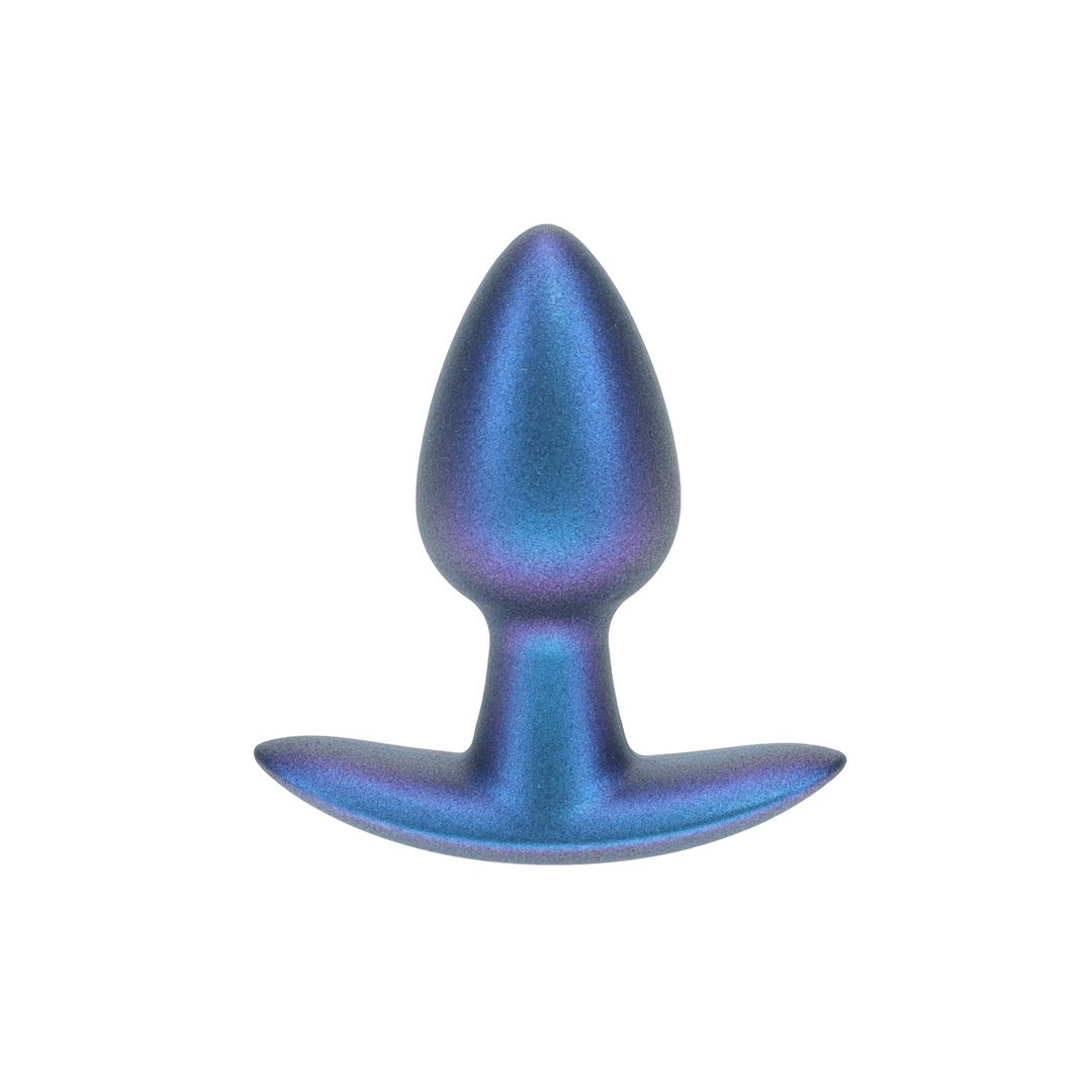 Ouch! Plug Anal em Silicone Liso - Small - 6,5 cm - Azul Metalizado