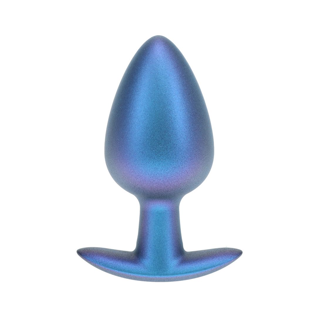 Ouch! Plug anal en silicone lisse - Large - 8,9 cm - Bleu métallisé