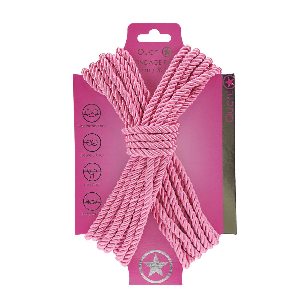 Ouch! Corde de bondage en polyester - 10 m - Rose
