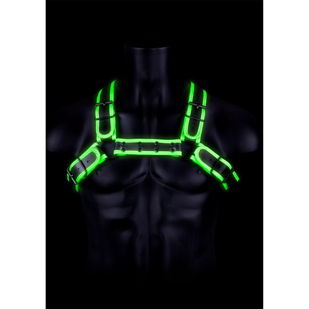 Ouch! Bulldog Harness with Buckle - Glow in the Dark - L/XL