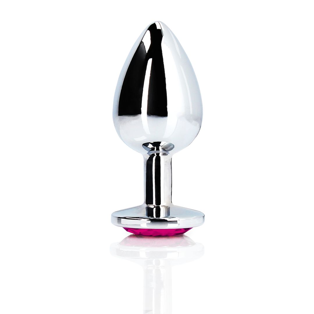 Ouch! Plug anal Heart Gem - Small - Argent/Rose rubellite