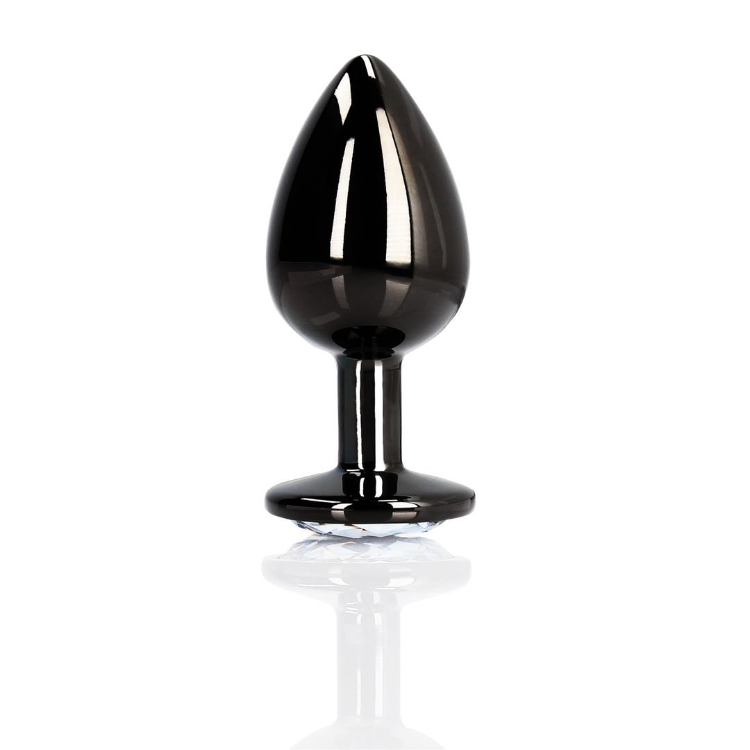 Ouch! Round Gem analplugg - Small - Gunmetal/diamant