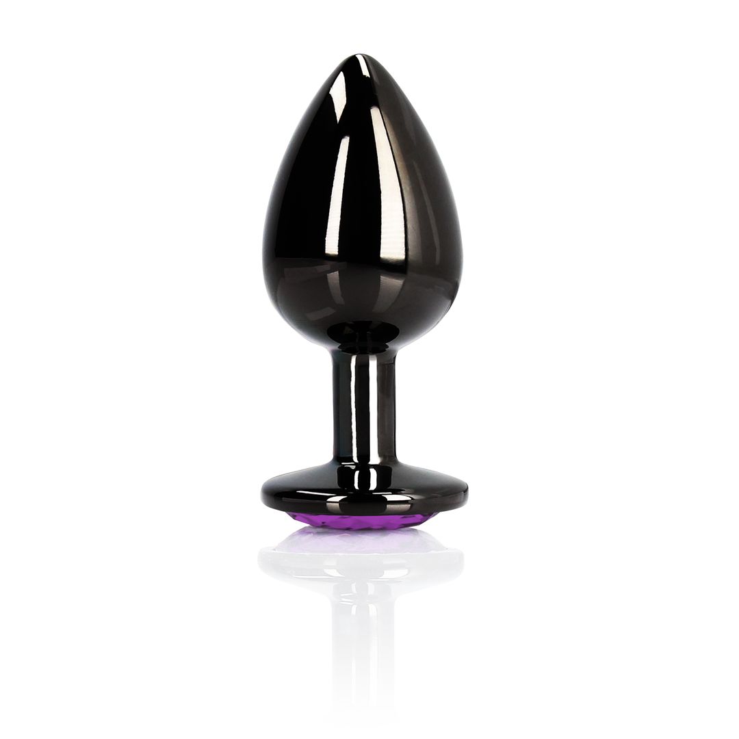 Ouch! Heart Gem Buttplug - Small - Gunmetal/Ametystlilla