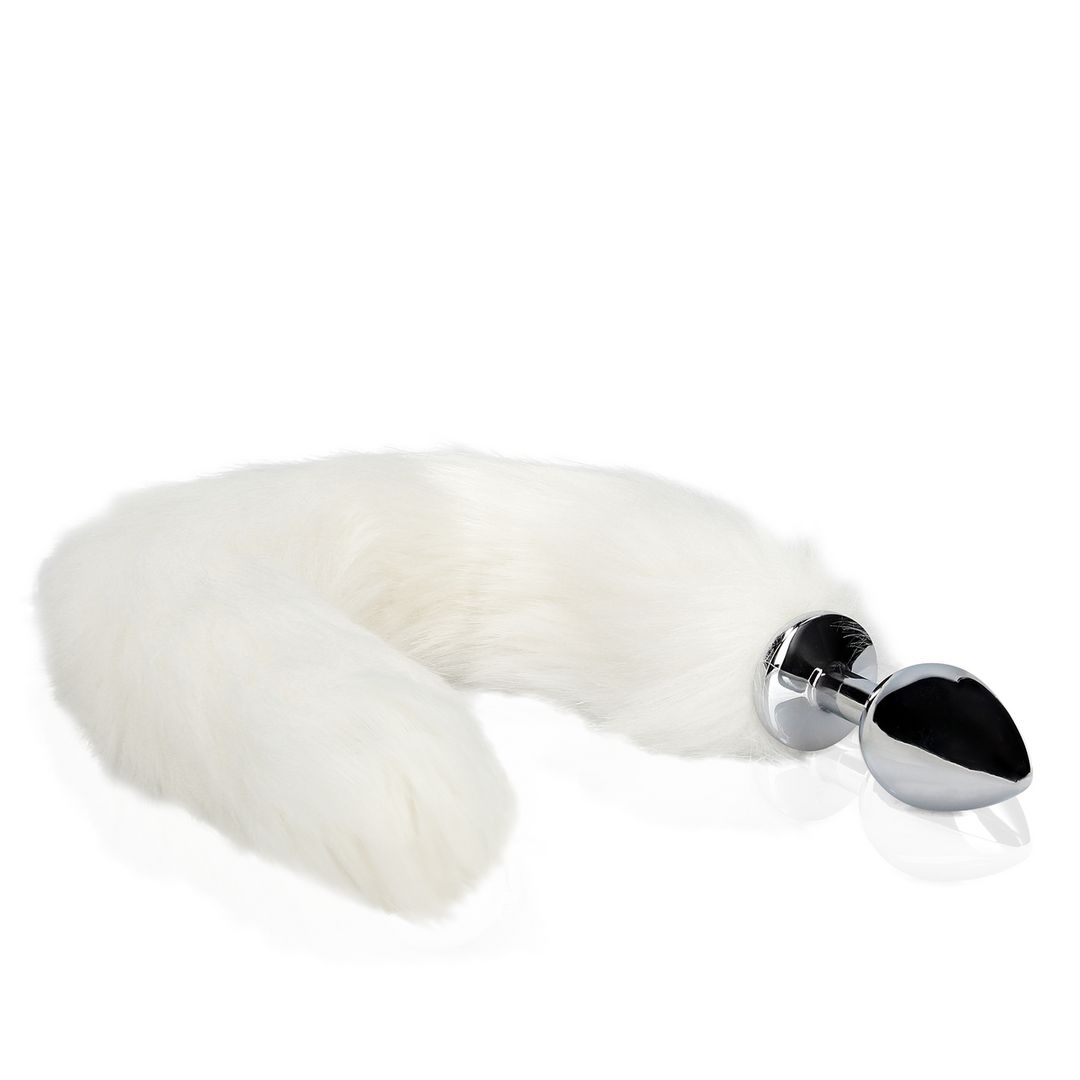 Ouch! Fox Tail with Metal Butt Plug - White