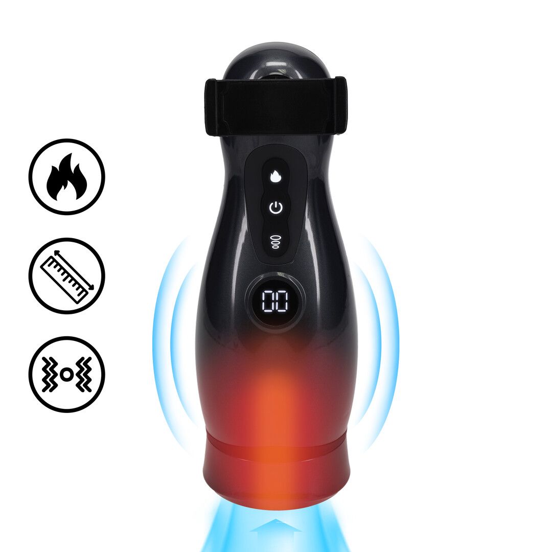 Pumped Virtuo - Masturbatorpump med sug, vibration och mobilhållare - Gunmetal