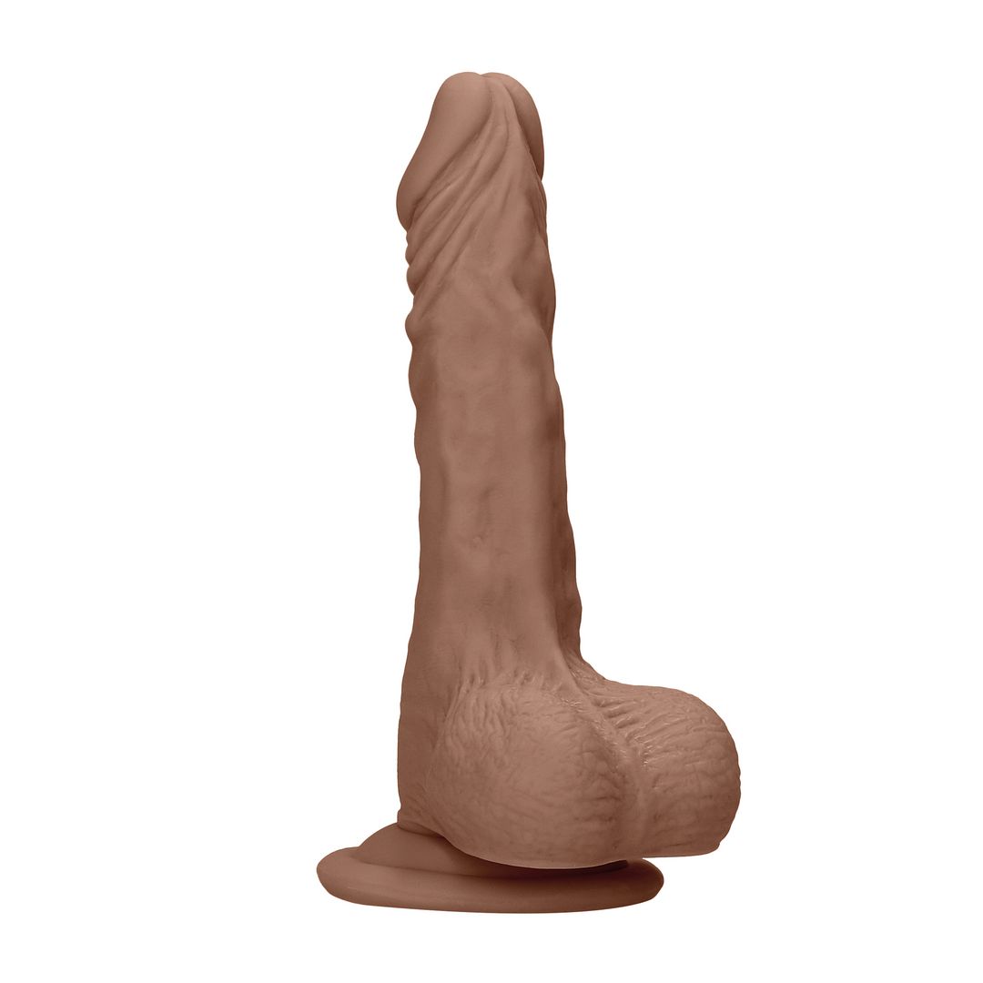 RealRock Dildo z jądrami - 17 cm - Brązowe