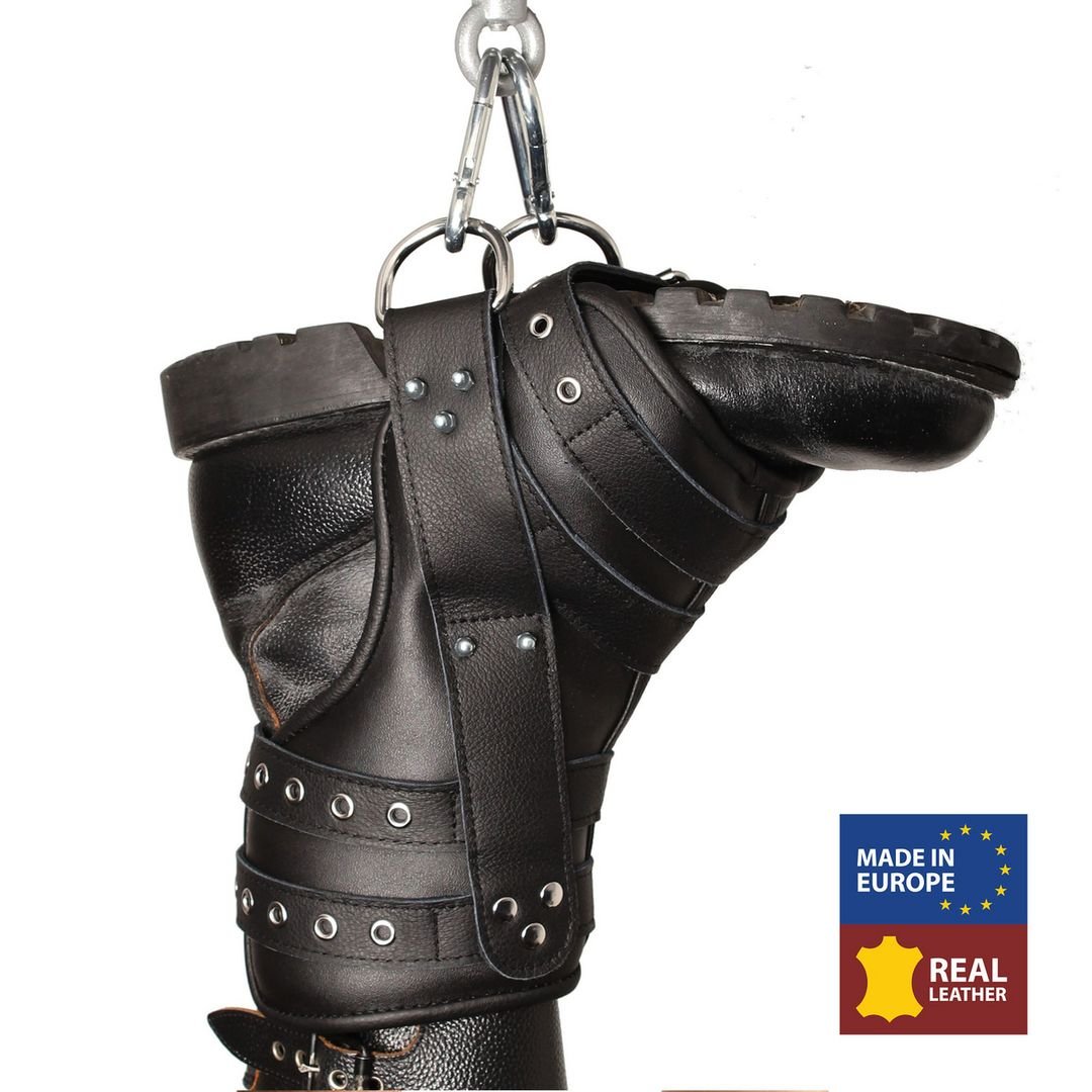 Red Leather Deluxe Set di 2 Cavigliere da Sospensione in Pelle - Nero