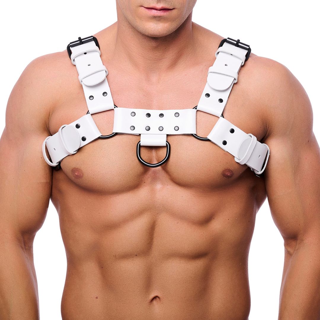 Red Leather Bulldog Läderharness - L/XL - Vit