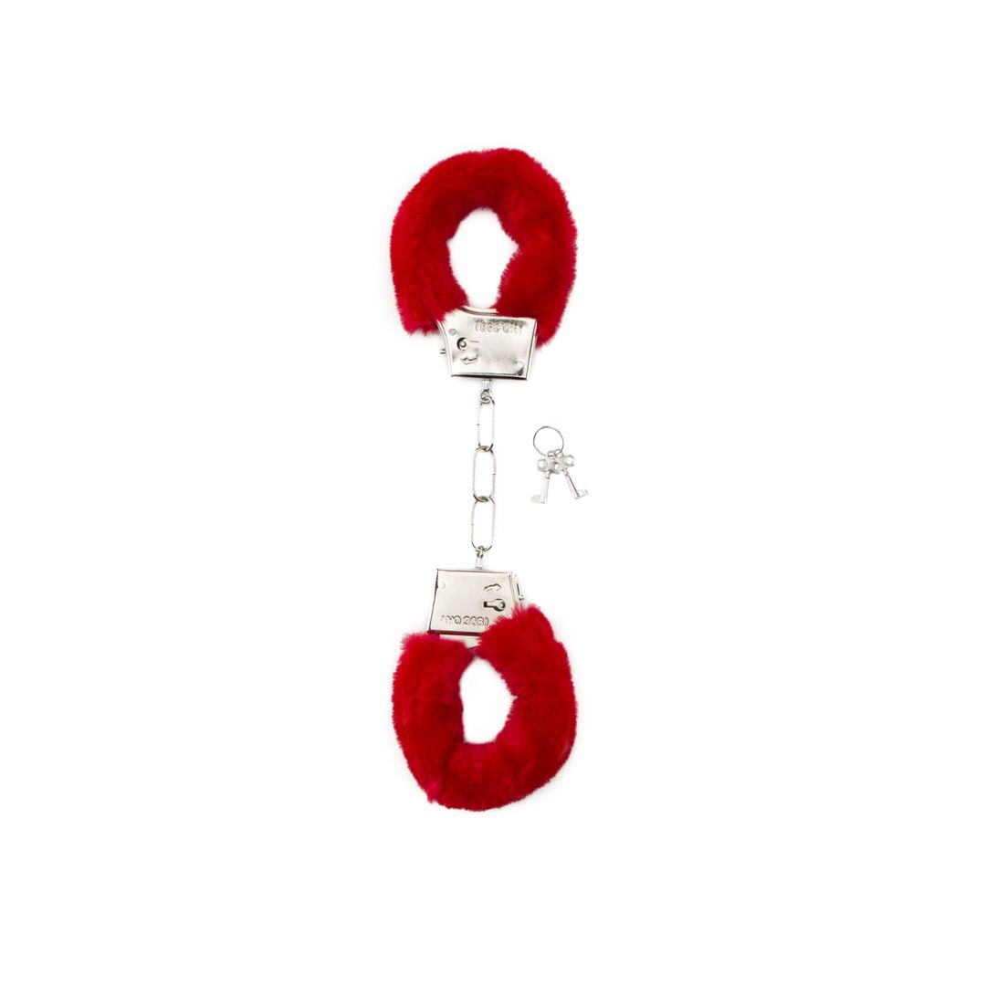 Shots Toys Furry Handcuffs - Red