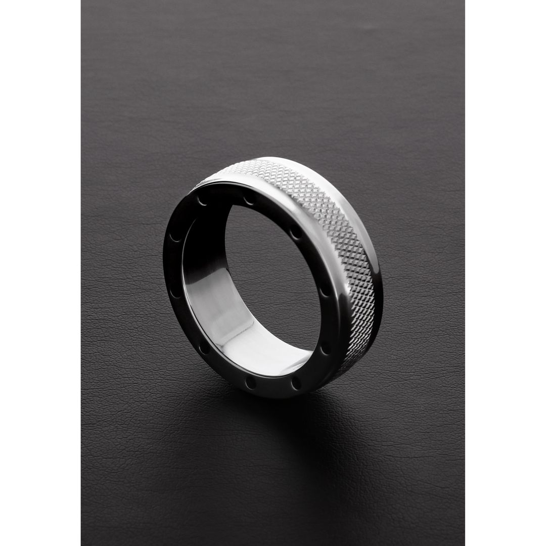 Steel by Shots COOL and KNURL Cockring - 15 x 50 mm