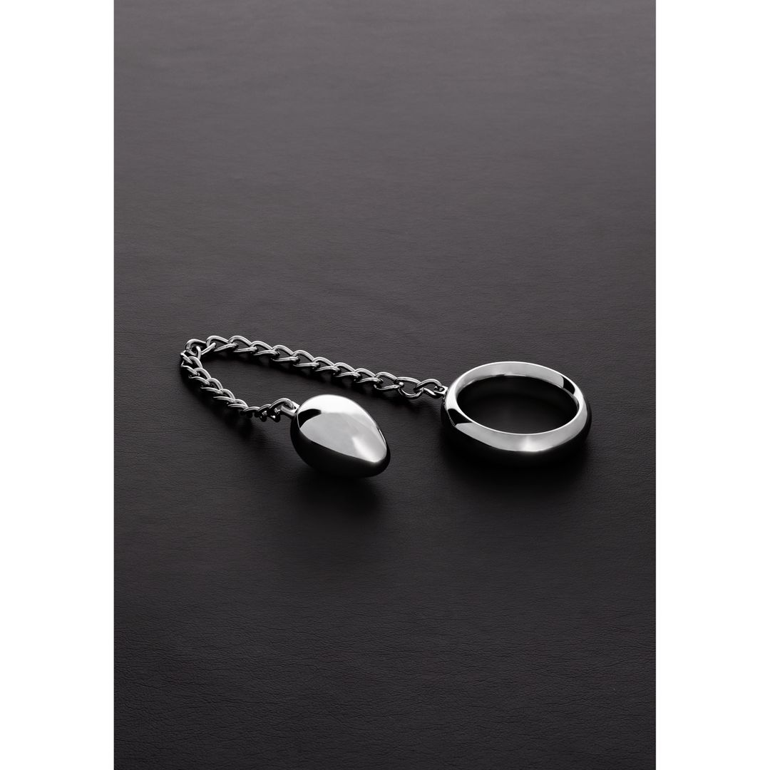 Cockring em Aço Donut C-Ring com Ovo Anal - 45 x 45 mm