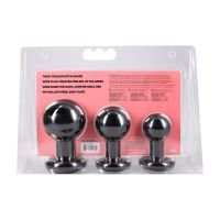 Doc Johnson The Classic - Rund Buttplug - Sæt med 3 - Sort, billede 3