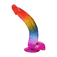 Doc Johnson Gode réaliste avec testicules - 24,1 cm - Arc-en-ciel
