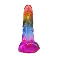 Doc Johnson Gode réaliste avec testicules - 24,1 cm - Arc-en-ciel, photo 2