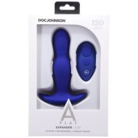 Doc Johnson A-Play Expander - Silikone buttplug med vibration og udvidelse og fjernbetjening - Blå, billede 3