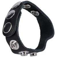 Doc Johnson The Leather 5 Snap - Penisring i læder, billede 2