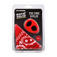 Doc Johnson The Code - Silikonowy cockring z bandaną - Czerwony, zdjęcie 4