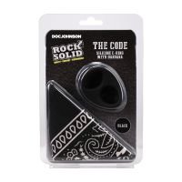 Doc Johnson The Code - Penisring i silikon med bandana - Svart, bild 4