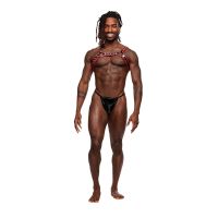 Male Power Leo - Imitation Leather Harness - One Size - Black/Red