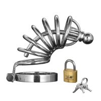 XR Brands Asylum - Kyskhetsbur med 6 ringar - M/L